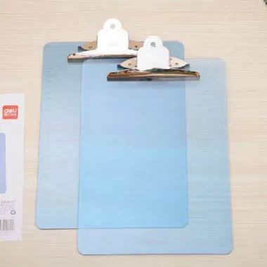 得力透明书写板夹（蝴蝶夹）9252 A4浅蓝色