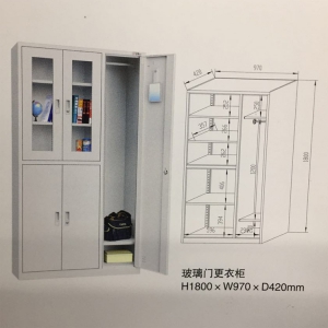 福宝 YH0146 玻璃门更衣柜 H1800*W970*D420mm