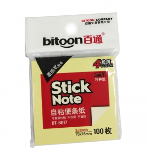 百通BT-6017四色自粘便条纸76*76 18包/盒