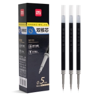 得力SE152双核芯速干按动中性笔芯(ST笔头) 0.5mm 黑色 20支/盒