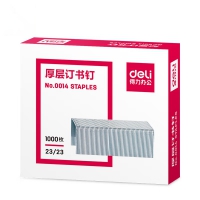得力0014厚层订书钉23/23 1000枚/盒